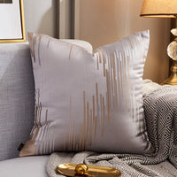 HKM-077971 Luxury Modern Lightweight Silk Satin Sofa Cushion Cover – Geometric Patterns and Metallic Colors