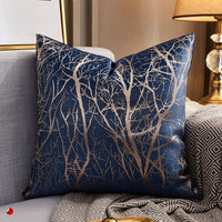 HKM-077971 Luxury Modern Lightweight Silk Satin Sofa Cushion Cover – Geometric Patterns and Metallic Colors