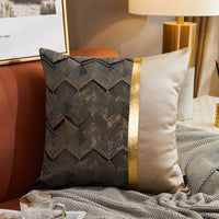 HKM-077971 Luxury Modern Lightweight Silk Satin Sofa Cushion Cover – Geometric Patterns and Metallic Colors