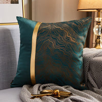 HKM-077971 Luxury Modern Lightweight Silk Satin Sofa Cushion Cover – Geometric Patterns and Metallic Colors