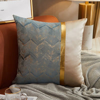HKM-077971 Luxury Modern Lightweight Silk Satin Sofa Cushion Cover – Geometric Patterns and Metallic Colors