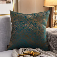 HKM-077971 Luxury Modern Lightweight Silk Satin Sofa Cushion Cover – Geometric Patterns and Metallic Colors