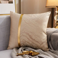 HKM-077971 Luxury Modern Lightweight Silk Satin Sofa Cushion Cover – Geometric Patterns and Metallic Colors
