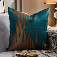 HKM-077971 Luxury Modern Lightweight Silk Satin Sofa Cushion Cover – Geometric Patterns and Metallic Colors