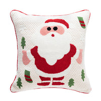 HKM-078163 Christmas Themed Embroidered Cotton Pillowcase - Lantern & Santa Claus Design, 45x45cm