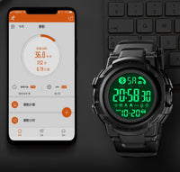 HKM-078355 Men's Waterproof Bluetooth Smart Sports Watch with Step Counter and Multi-Function Features