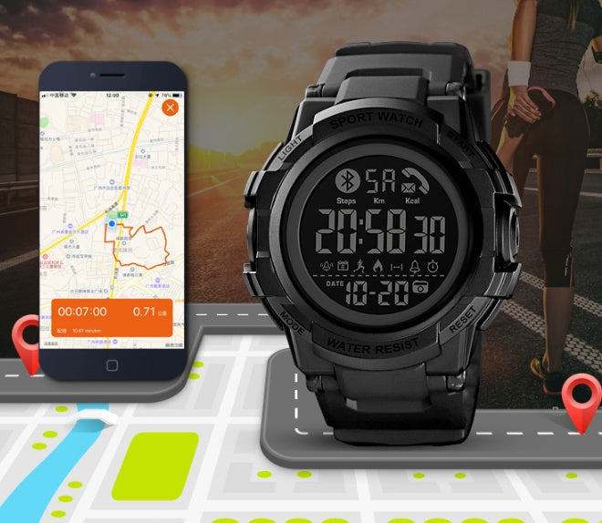 HKM-078355 Men's Waterproof Bluetooth Smart Sports Watch with Step Counter and Multi-Function Features