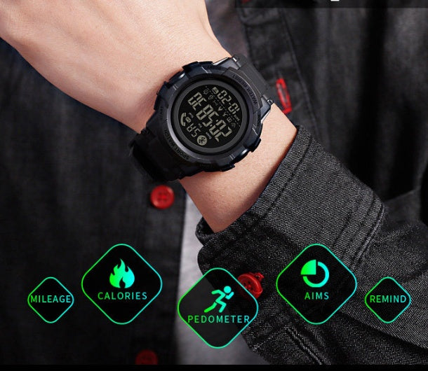 HKM-078355 Men's Waterproof Bluetooth Smart Sports Watch with Step Counter and Multi-Function Features