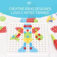 HKM-078419 3D Mushroom Nut Puzzle Building Blocks Set - DIY Educational Toy for Kids Ages 3+