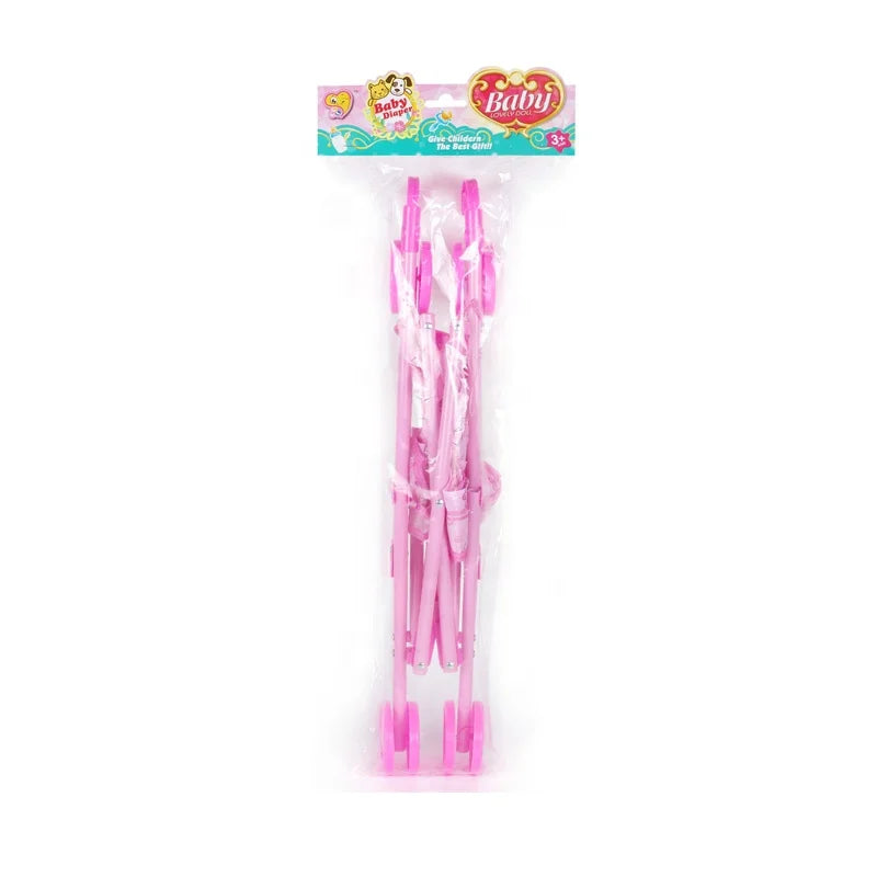 Cute Mini Baby Doll Stroller Toy for Pretend Play Ages 2-7, Made of Durable Plastic, Ideal for Girls