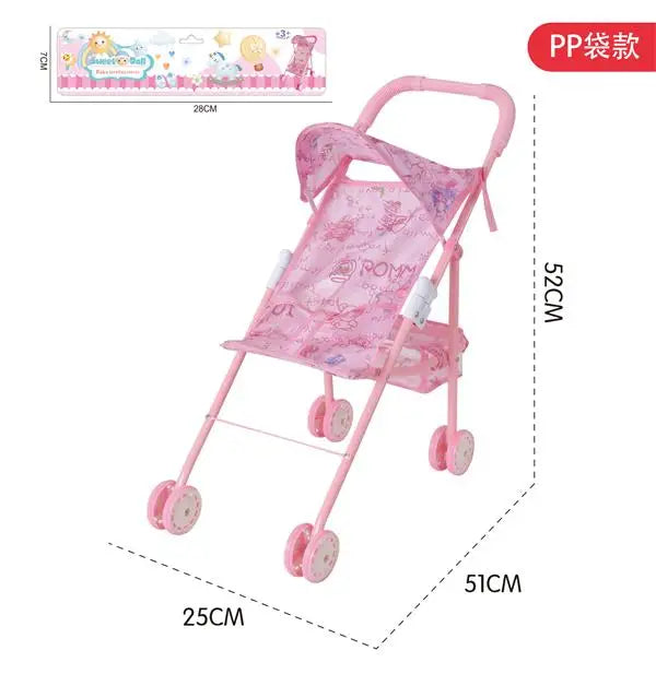 Cute Mini Baby Doll Stroller Toy for Pretend Play Ages 2-7, Made of Durable Plastic, Ideal for Girls