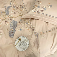 HKM-078675 Chinese Style 100% Long Staple Cotton Floral Embroidered Four-Piece Bedding Set