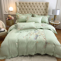 HKM-078675 Chinese Style 100% Long Staple Cotton Floral Embroidered Four-Piece Bedding Set