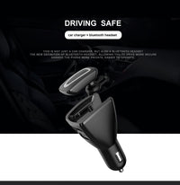 HKM-078739 Wireless Bluetooth Headset with Dual USB Charging Compartment for Car Use