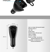 HKM-078739 Wireless Bluetooth Headset with Dual USB Charging Compartment for Car Use