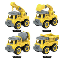 HKM-078803 DIY Assembly Mini Truck Set - 4Pcs Plastic Free Wheel Car Toys for Ages 2-13