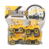 HKM-078803 DIY Assembly Mini Truck Set - 4Pcs Plastic Free Wheel Car Toys for Ages 2-13
