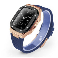 HKM-079507 Stylish Stainless Steel Metal Watch Case with Rubber Strap - Compatible Smart Watch Accessories