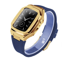 HKM-079507 Stylish Stainless Steel Metal Watch Case with Rubber Strap - Compatible Smart Watch Accessories