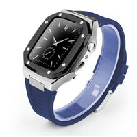 HKM-079507 Stylish Stainless Steel Metal Watch Case with Rubber Strap - Compatible Smart Watch Accessories