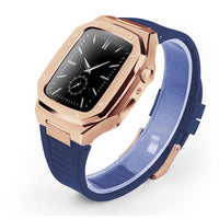HKM-079507 Stylish Stainless Steel Metal Watch Case with Rubber Strap - Compatible Smart Watch Accessories