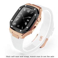HKM-079507 Stylish Stainless Steel Metal Watch Case with Rubber Strap - Compatible Smart Watch Accessories