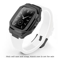 HKM-079507 Stylish Stainless Steel Metal Watch Case with Rubber Strap - Compatible Smart Watch Accessories
