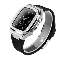 HKM-079507 Stylish Stainless Steel Metal Watch Case with Rubber Strap - Compatible Smart Watch Accessories