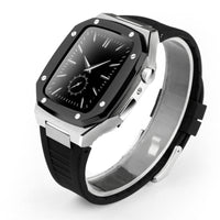 HKM-079507 Stylish Stainless Steel Metal Watch Case with Rubber Strap - Compatible Smart Watch Accessories