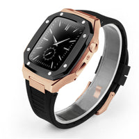HKM-079507 Stylish Stainless Steel Metal Watch Case with Rubber Strap - Compatible Smart Watch Accessories