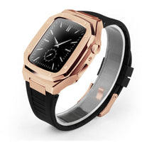 HKM-079507 Stylish Stainless Steel Metal Watch Case with Rubber Strap - Compatible Smart Watch Accessories