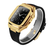 HKM-079507 Stylish Stainless Steel Metal Watch Case with Rubber Strap - Compatible Smart Watch Accessories