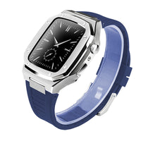 HKM-079507 Stylish Stainless Steel Metal Watch Case with Rubber Strap - Compatible Smart Watch Accessories