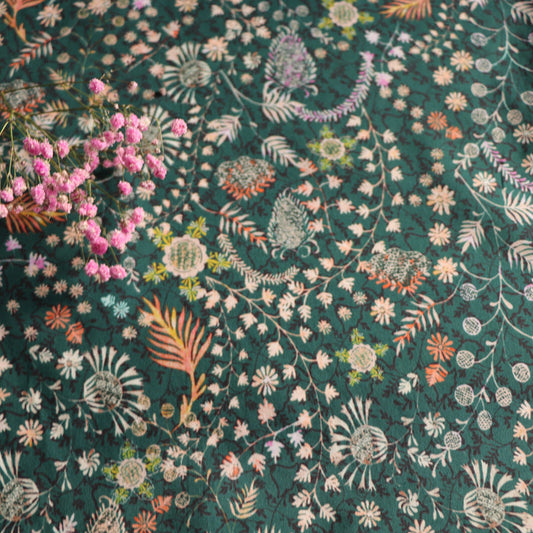 HKM-079827 Long Staple Cotton Digital Printed Fabric for Girls' Dresses - Floral & Plant Patterns, 1M x 1.45M