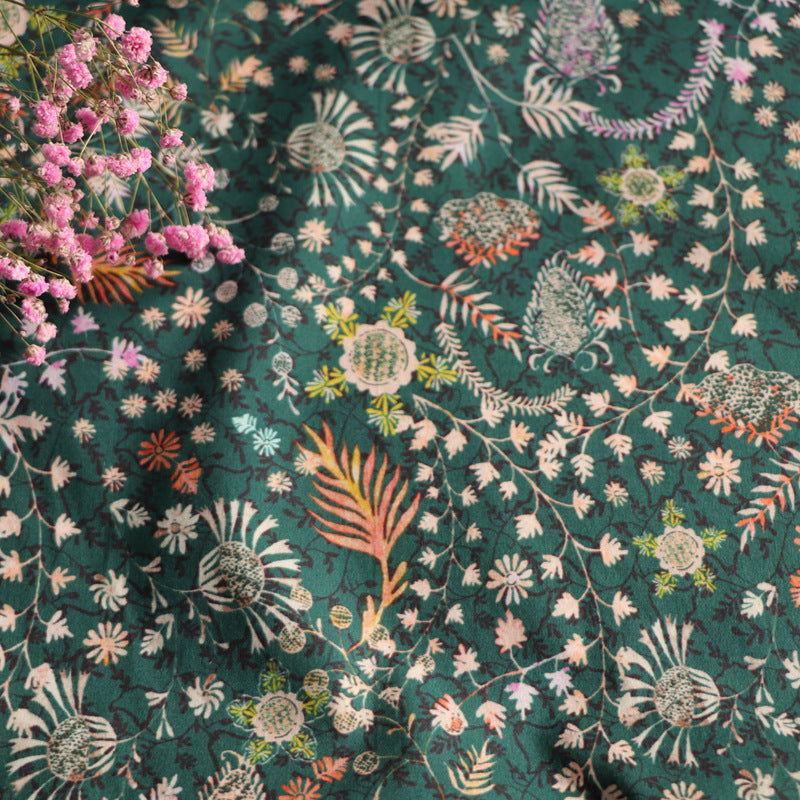 HKM-079827 Long Staple Cotton Digital Printed Fabric for Girls' Dresses - Floral & Plant Patterns, 1M x 1.45M