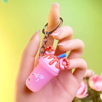 HKM-079827 Mini 3D PVC Ice Cream Cup Keychain Pendant for Bags and Backpacks