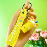 HKM-079827 Mini 3D PVC Ice Cream Cup Keychain Pendant for Bags and Backpacks