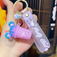 HKM-079827 Mini 3D PVC Ice Cream Cup Keychain Pendant for Bags and Backpacks