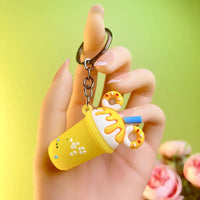 HKM-079827 Mini 3D PVC Ice Cream Cup Keychain Pendant for Bags and Backpacks