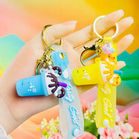 HKM-079827 Mini 3D PVC Ice Cream Cup Keychain Pendant for Bags and Backpacks