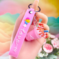 HKM-079827 Mini 3D PVC Ice Cream Cup Keychain Pendant for Bags and Backpacks