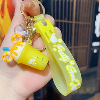 HKM-079827 Mini 3D PVC Ice Cream Cup Keychain Pendant for Bags and Backpacks