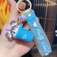 HKM-079827 Mini 3D PVC Ice Cream Cup Keychain Pendant for Bags and Backpacks