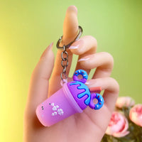 HKM-079827 Mini 3D PVC Ice Cream Cup Keychain Pendant for Bags and Backpacks