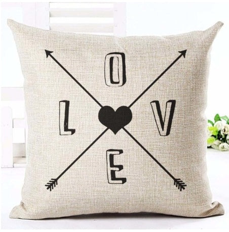 HKM-079827 Nordic Style Black and White Letter Pillowcase - Soft Short Plush Cushion Cover 45x45cm