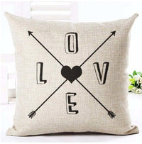 HKM-079827 Nordic Style Black and White Letter Pillowcase - Soft Short Plush Cushion Cover 45x45cm