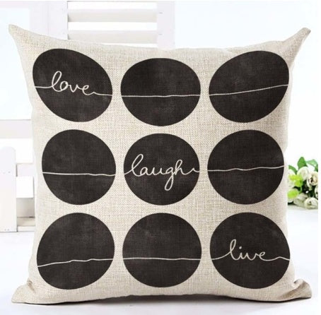 HKM-079827 Nordic Style Black and White Letter Pillowcase - Soft Short Plush Cushion Cover 45x45cm