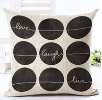 HKM-079827 Nordic Style Black and White Letter Pillowcase - Soft Short Plush Cushion Cover 45x45cm