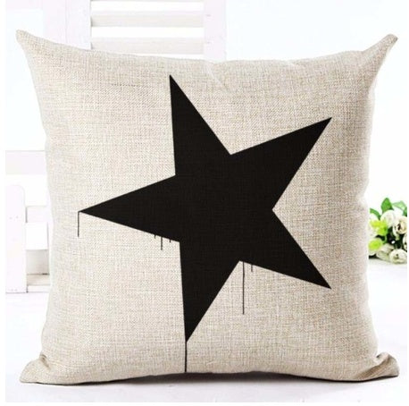 HKM-079827 Nordic Style Black and White Letter Pillowcase - Soft Short Plush Cushion Cover 45x45cm