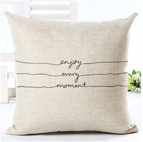HKM-079827 Nordic Style Black and White Letter Pillowcase - Soft Short Plush Cushion Cover 45x45cm